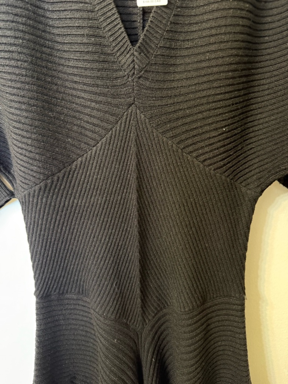 Anthropologie Black Smocked Waist Ribbed Sweater Dress Size M - Picture 9 of 13